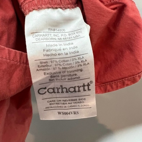 Carhartt Shirt Womens Red Poplin Snap Front Sleeveless Collared Blouse sz small - Picture 6 of 8